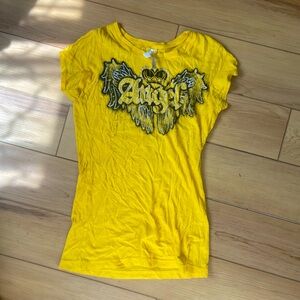 rock angel yellow tee